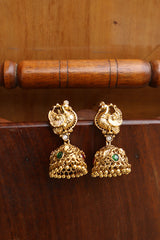 Matte Peacock Flower Leaf Jhumkas