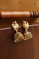 Matte Peacock Flower Leaf Jhumkas