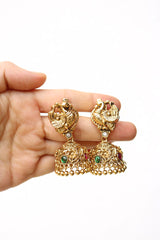 Matte Peacock Flower Leaf Jhumkas