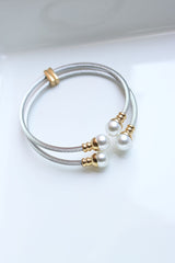 Double Pearl Two Tone Bracelet