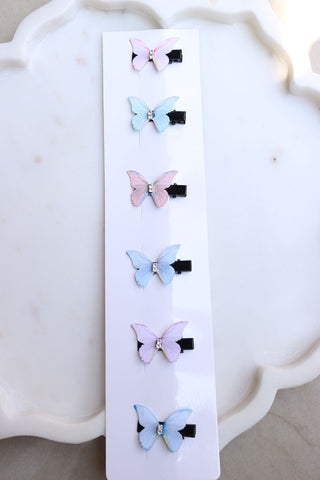 Pastel Butterfly Set of 6 Alligator Clips