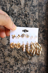 Set of 6 Pearl Butterfly Earrings