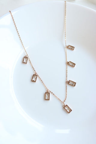 White Rectangles Hanging Short Chain