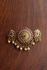 Circle Kundan Ruby Buckle Hairclip