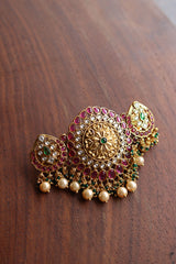 Circle Kundan Ruby Buckle Hairclip