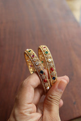 Set of 2 Navratna AD Bangles