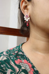 Kundan Rectangle Drop Earrings