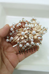 Pearl Flower Rose tone Comb Pi