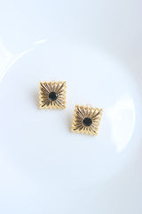 Black Gold Ray Square Studs