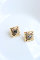 Black Gold Ray Square Studs