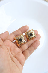 Black Gold Ray Square Studs