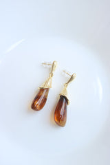 Gold Brown Drop Earrings