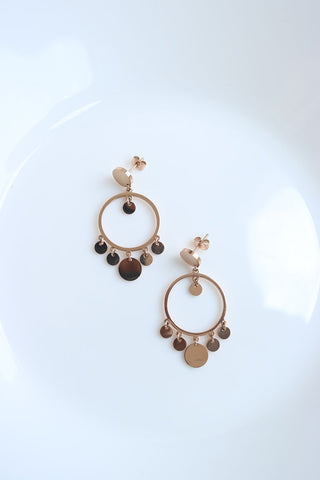 Rosegold Coin Hoop Earrings