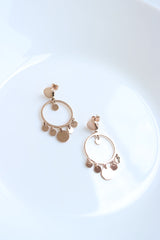 Rosegold Coin Hoop Earrings