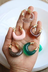 Marble Hoop Bag Earrings