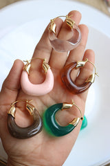 Marble Hoop Bag Earrings