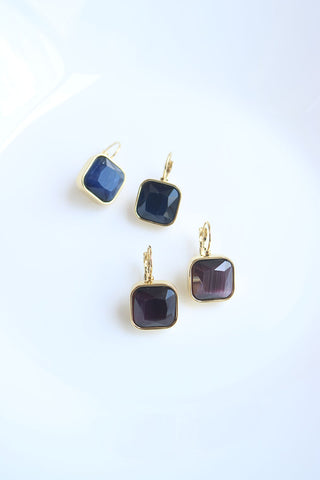 Square Stone Hook Earrings