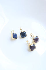 Square Stone Hook Earrings