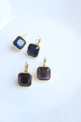 Square Stone Hook Earrings