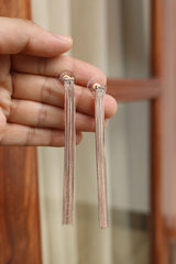 Sleek Chain Long Tassel Earrings