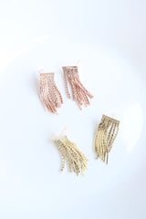 Short Stone Chain Tassel Earrings