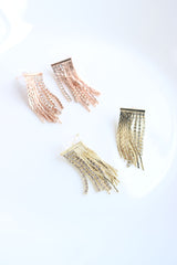 Short Stone Chain Tassel Earrings