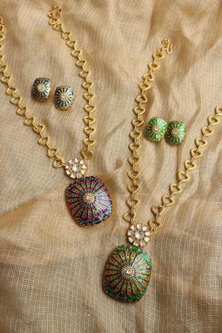 Fusion Meenakari Pendant Set