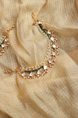 Kundan Green Tri Ear Chain