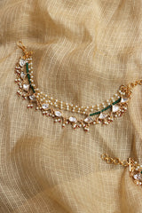 Kundan Green Tri Ear Chain