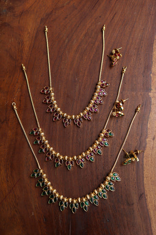 Tri Leaf Necklace with Earrings