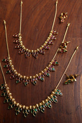 Tri Leaf Necklace with Earrings