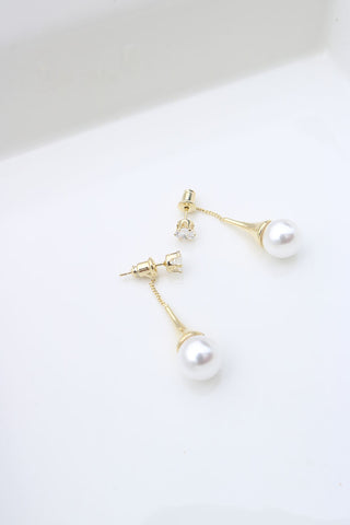 Pearl Drop Front Back Earrings