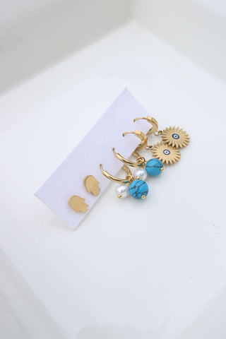 Hamsa Evil Eye Earrings Set