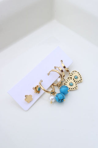 Flower Heart Earrings Set