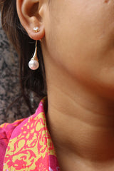 Pearl Drop Front Back Earrings