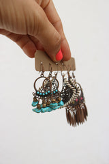 Tribal Color Bead Set of 3 Earrings