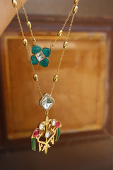 Bird Jadau Layer Necklace with Earrings