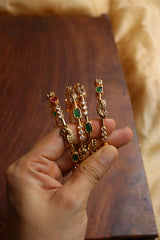 Set of 4 Peacock Rectangle Bangles