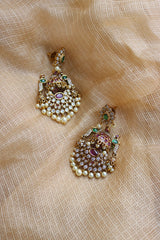 Peacock Jhumka Chaand Earrings