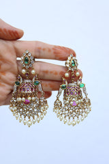 Peacock Jhumka Chaand Earrings