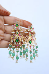 Jadau Lotus Peacock Earrings