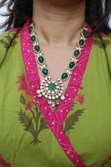 Green Chaand Tilak Polki Pendant Set