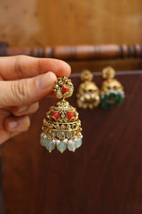 Coral Peacock Jhumkas