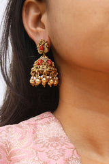 Coral Peacock Jhumkas