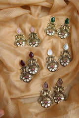 Dull Gold Kundan Peaock Earrings