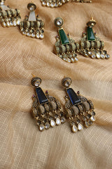 Dull Gold Peacock Trapeze Earrings