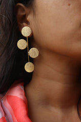 Gold Circles Bar Earrings