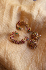 Ruby Green Sleek Peacock Ear Cuff Jhumkas