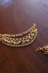 Ruby Green Pearl Mela Ear Chain