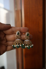 Small Green leaf Jhumkas